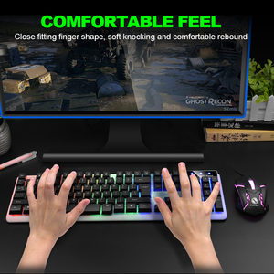 Teclado con cable usb brillante para ordenador, combo de teclado mecánico retroiluminado para gaming y oficina en casa - Product Image 5