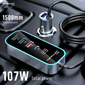 KONFULON Portable Car <strong>Charger</strong> with Type-C &amp; 4*USB-A Outputs and Real Time Display Support <strong>17W</strong> 30W 107W Fast Charge in Car - Product Image 2