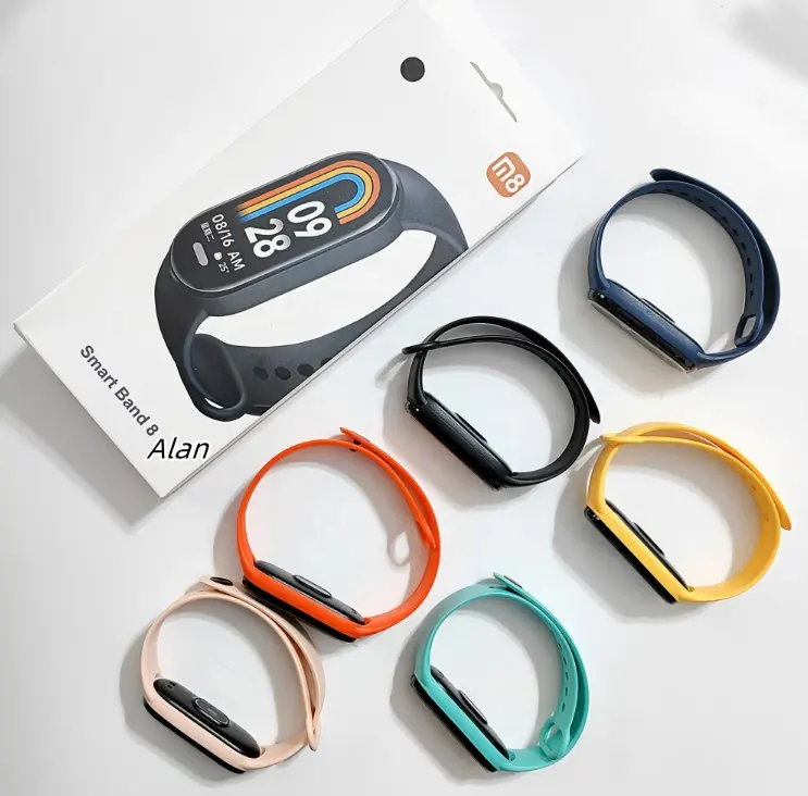 Nueva llegada 2023 M8 pulsera inteligente deportes podómetro reloj banda M7 M6 banda inteligente Control de música Fitness Tracker