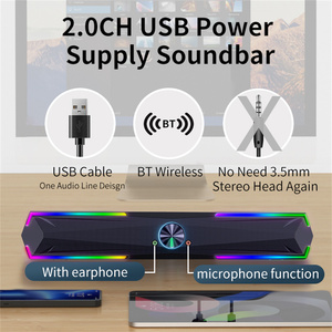 Altavoces para Pc, barra de sonido para computadora con sonido estéreo que fluye, Monitor LED para computadora portátil de escritorio, altavoces para juegos de entrada USB de diente azul - Product Image 5