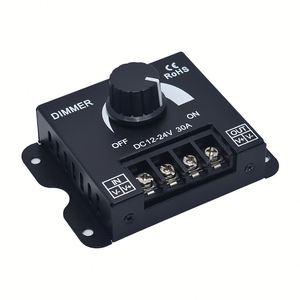Manopola Dimmer 12-24V 30A striscia LED ad alta potenza luce PWM Dimming Controller in acciaio cassa 12V 24V 36V 48V rotante rotante LED Dimmer - Product Image 1