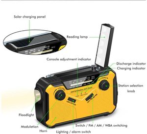 Solar Powered Dynamo <strong>Wind</strong> <strong>up</strong> Rechargeable AM FM WB Radio 3000mah Lithium <strong>LED</strong> Torch Dynamo Multifunction Portable Solar Radio - Product Image 6
