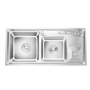 LS-9243耐用当代拉丝方形双碗多功能盆304不锈钢盆厨房水槽 - Product Image 6