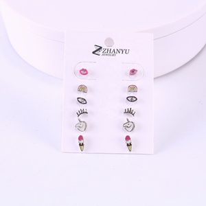 12ピース/セットアクリルイヤリングセットコンビネーションかわいいレインボーユニコーンイヤリングセット女性用イヤリング - Product Image 6
