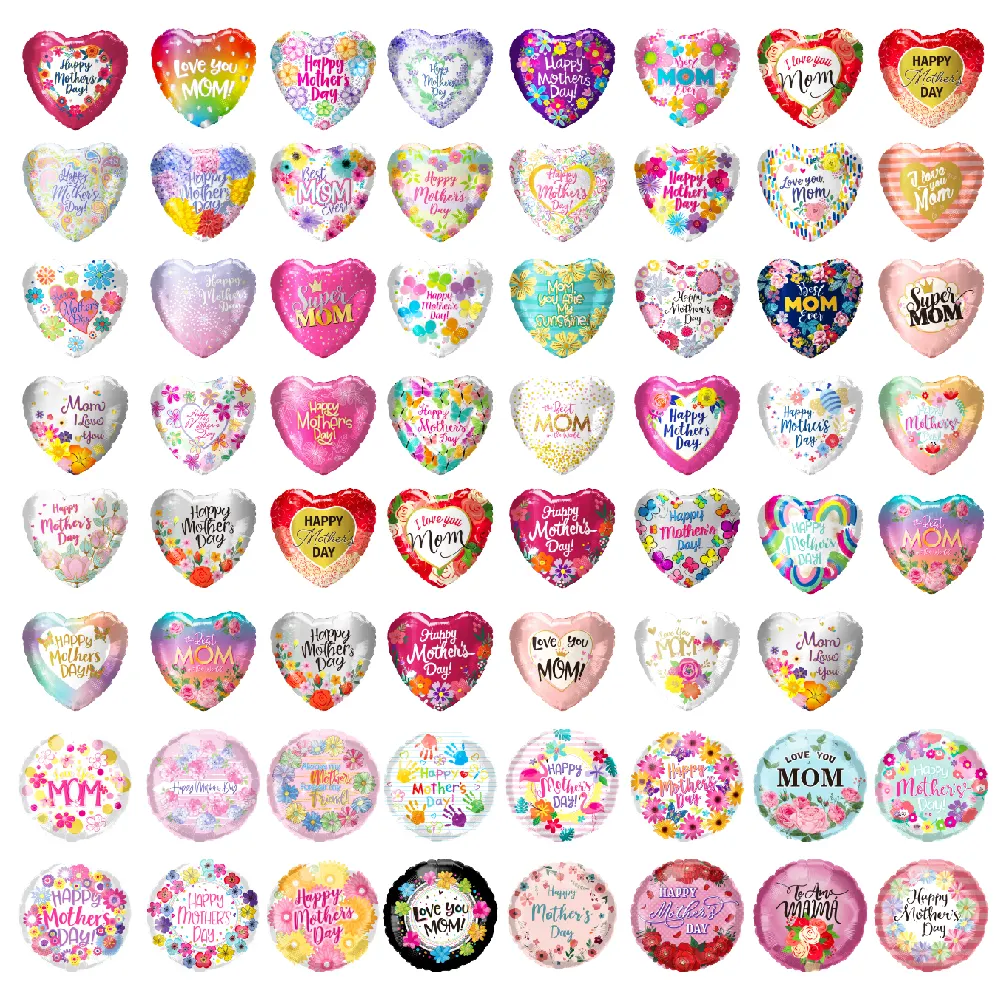 Wholesales 50pcs 9 18 inch Round Heart Shaped Foil Balloon for MOM Mothers day party decoration feliz dia mama helium globos