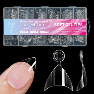 Toptan 600 adet/kutu Ultra kısa tırnak jeli İpuçları Traceless temizle mat yanlış Nail İpuçları yarım kapak kare badem yuvarlak Nail İpuçları - Product Image 6