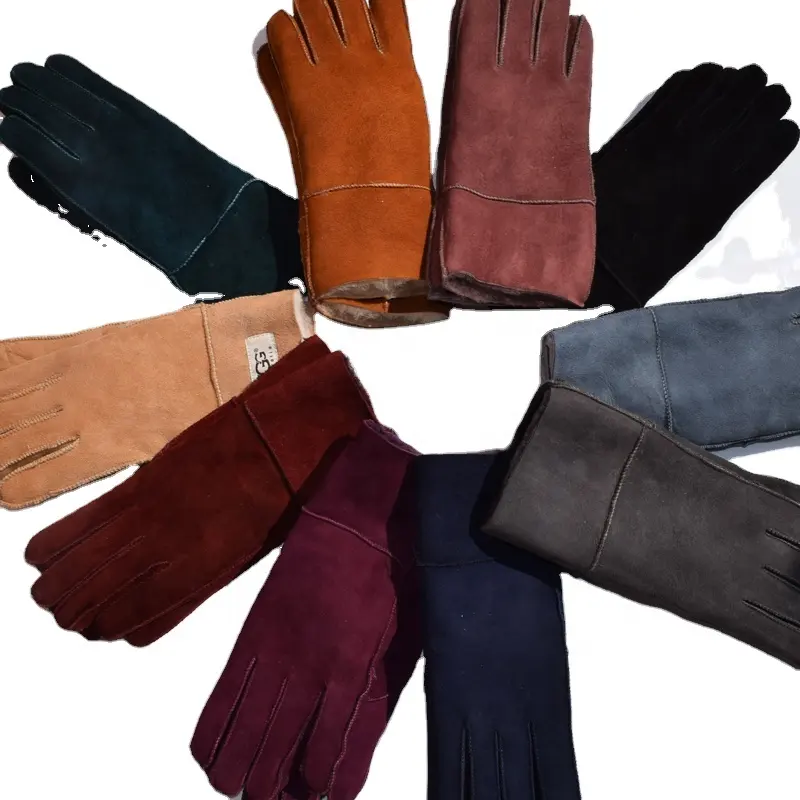 Winter 2021 warm frosted wool finger sheepskin ladies thickened real sheepskin gloves