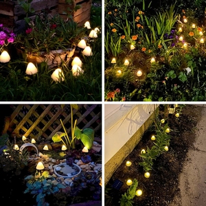 IP65 Waterproof 20LED Mini Solar Mushroom Light Garland Patio Solar Lights 8 Modes RGB <strong>LED</strong> Solar Fence Lights for Backyard Patio - Product Image 6