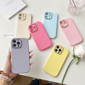 Tombul popsicle kabuk iPhone 16 15 için promax düz renk anti-sonbahar TPU koruyucu kapak elektroliz kamera çerçeve - Product Image 2