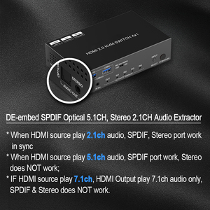 USB3.0 <strong>KVM</strong> <strong>Switch</strong> HDMI <strong>4</strong> Computer <strong>1</strong> Monitor SPDIF L/R Hotkey Share One Set of Keyboard Mouse Printer 1080p HDCP <strong>KVM</strong> <strong>Switch</strong>