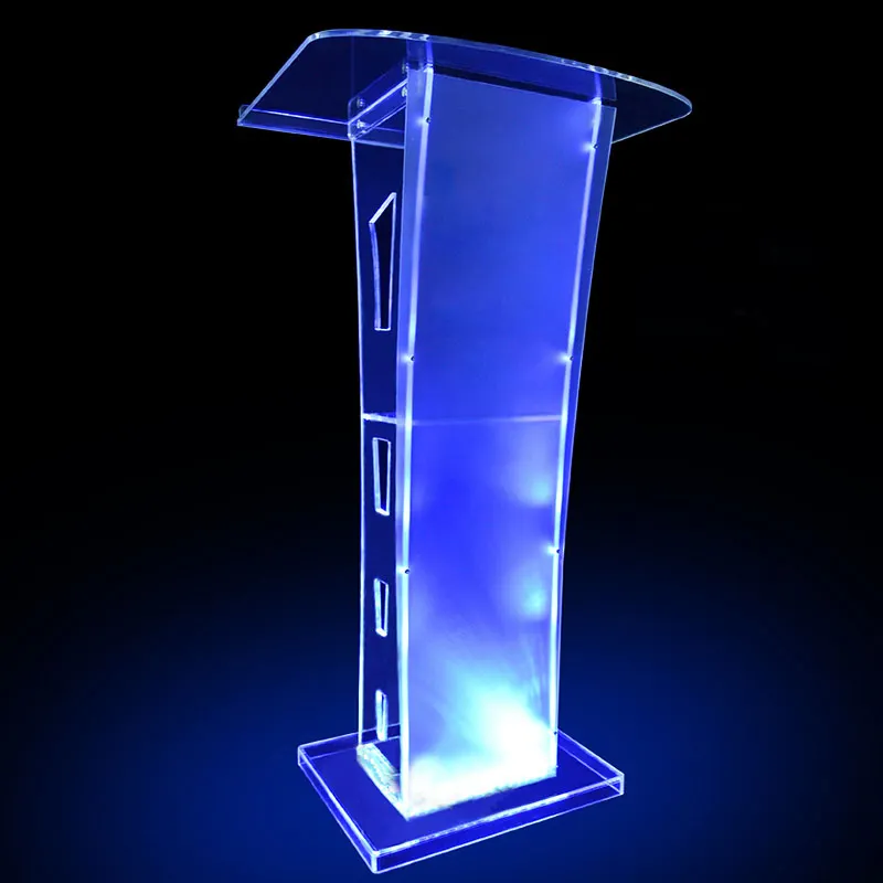 Moderne Acryl Slimme Podium Plexiglas Preekstoel Conferentie School Kerk Lessenaar Met Led Licht