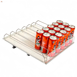 XLW Supermercado Plástico Refrigerador Automático Auto Feed Spring Loaded Garrafa Enlatado Bebida Bebida Água Roller Glide Shelf