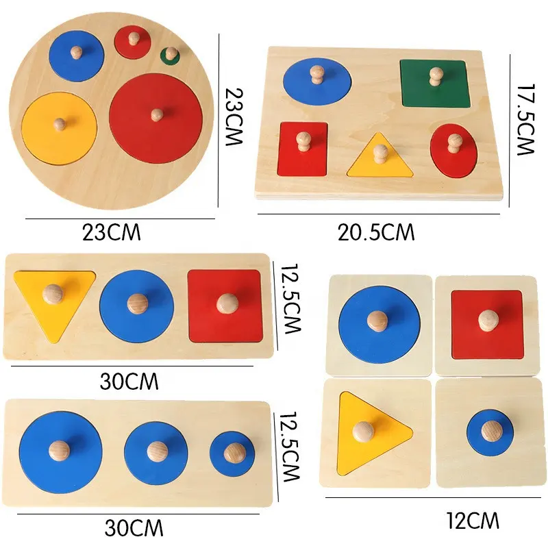 Panel geométrico Montessori para aprender a Reconocimiento de formas, ayuda sensorial para rompecabezas