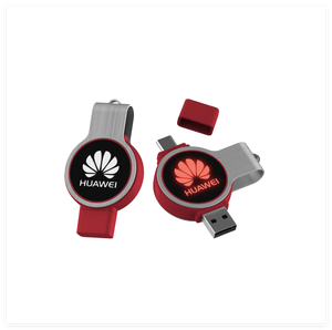 OTG C型双Usb圆形旋转金属OTG C型u盘，带发光标志手机和电脑商务礼品 - Product Image 3