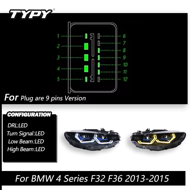 2013-2016 4 Series Headlights OEM 9-pin