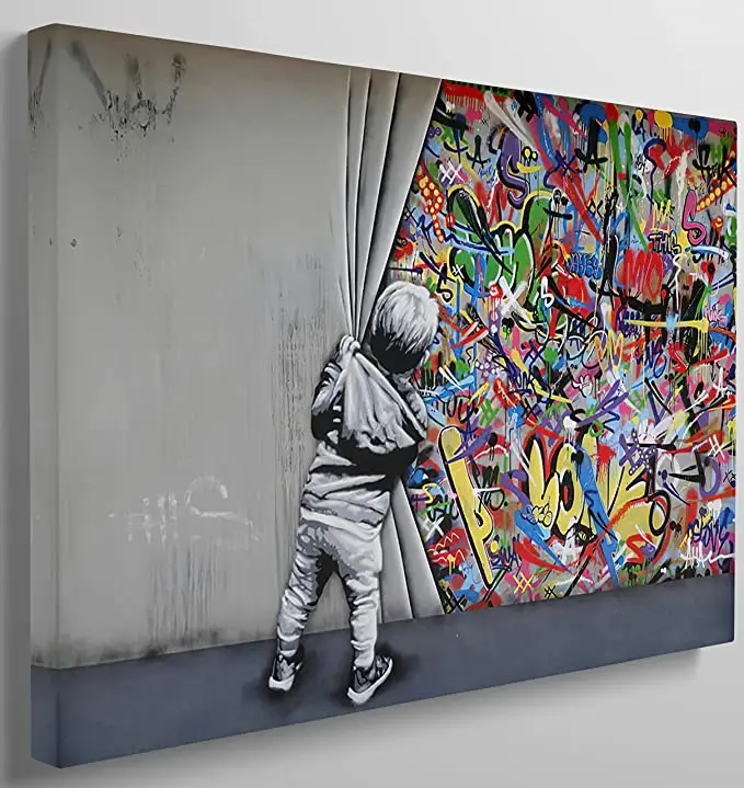 Kleurrijke Graffiti Banksy Canvas Wall Art Poster Prints Abstracte Straat Graffiti Art Muur Decor Slaapkamer Woonkamer