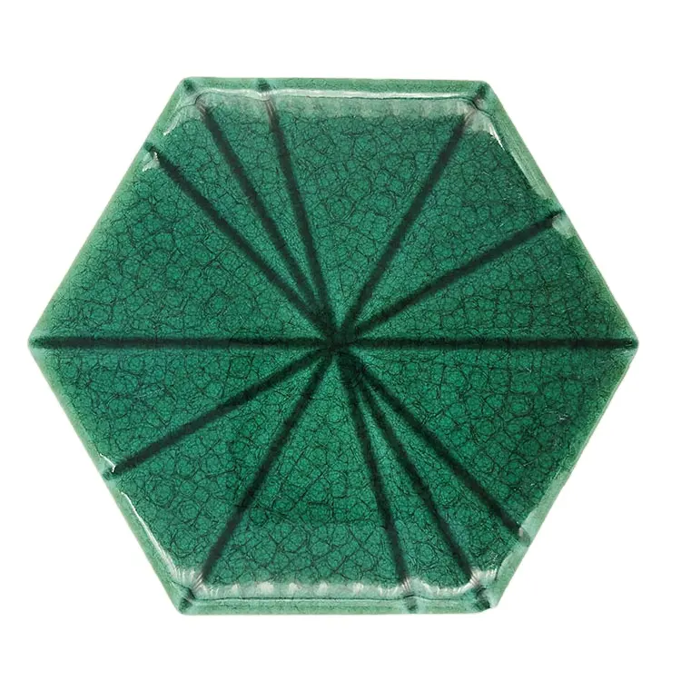 Azulejos de pared hexagonales para baño, azulejos de cerámica, arte, hechos a medida, 120x105mm, color verde