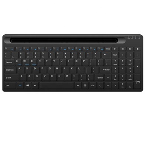 Multimedia Rechargeable <strong>Bluetooth</strong> Wireless <strong>Keyboard</strong> <strong>with</strong> Number Pad and Slot Design for iPad Mobile Phone Tablet Pc - Product Image 1