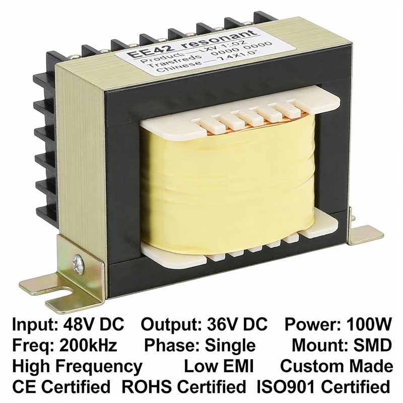 EE42 Entrée 48V CC Sortie 36V CC 100W 200kHz Monophasé