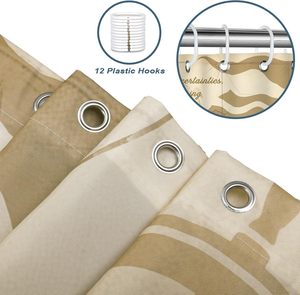 Hiện Đại Cổ Điển Hải Lý Thiết Kế Màu Xanh Vàng La Bàn Neo Ngọn Hải Đăng Không Thấm Nước Polyester Rèm Tắm Móc Cho Phòng Tắm Sử Dụng - Product Image 3