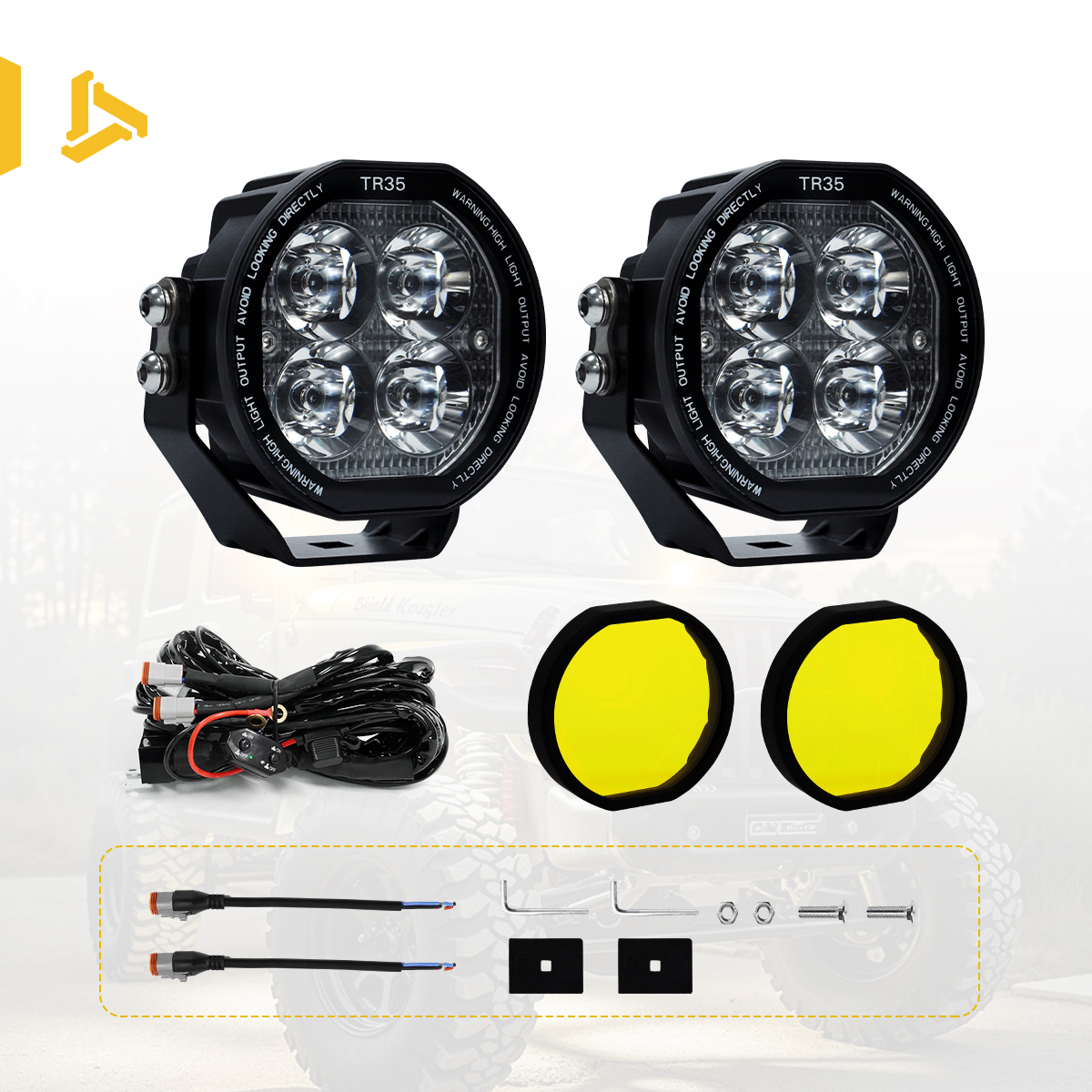 Kit de luces (Par + Cubierta Amarilla + Arnés de Cableado)