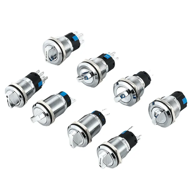 19Mm 3/5/6/8 Pins Metalen Waterdichte Rotary 2/3 Positie Keuzeschakelaar Met Rgb Led