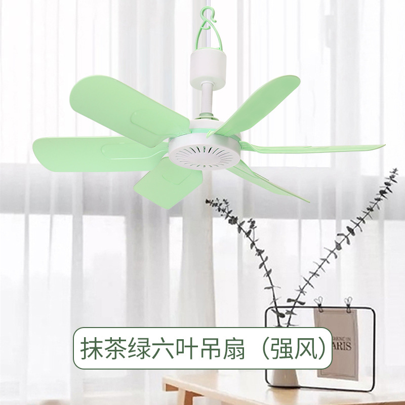 Green six-blade ceiling fan, high-power model