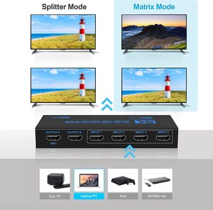 4K <strong>HDMI</strong> <strong>Matrix</strong> 4x2 <strong>4</strong> in <strong>2</strong> Out HDMI2.0 Audio Extractor Switch Splitter with Optical Toslink SPDIF+Coaxial+3.5mm ARC Audio - Product Image 4