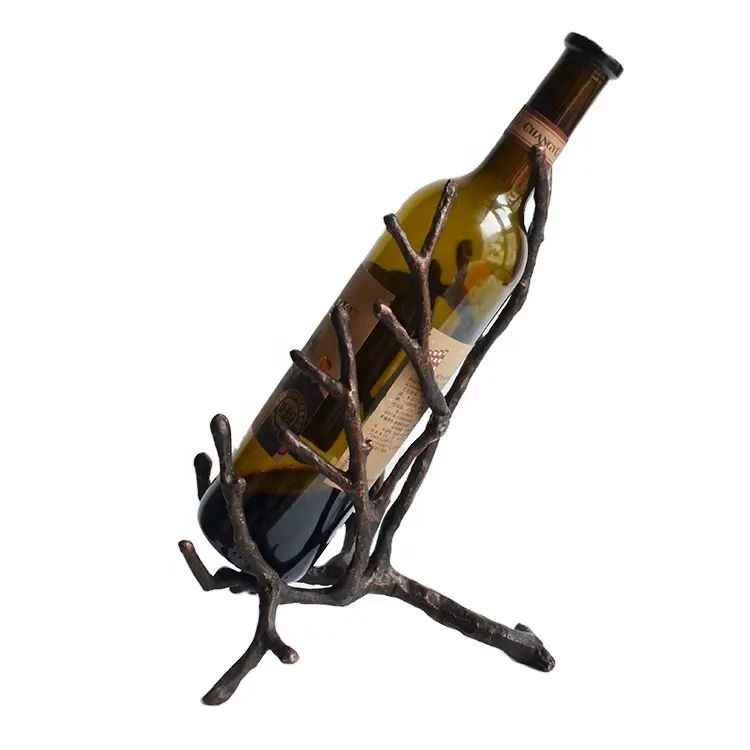 Portabottiglie per vino decorativo con ramo di metallo, porta vino in metallo creativo per la decorazione della casa