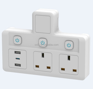 3 <strong>Way</strong> Power Extension <strong>Socket</strong> with 3 Outlets <strong>Multi</strong> Plug Adapter With UK/UAE 3 Pin Plug for Home, Office - Product Image 1
