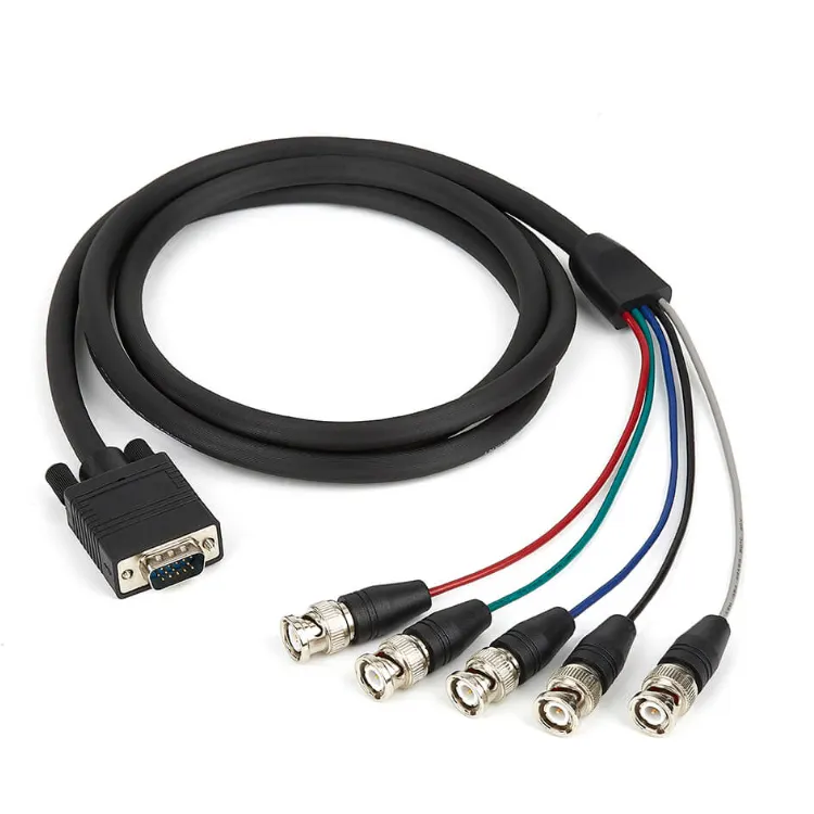 Adaptador divisor vga para 5 bnc, cabo estendido para monitor, display led