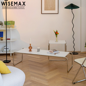 WISEMAXFURNITUREモダンノルディックシンプルステンレススチールコーヒーテーブルセットウッドテーブルトップコンビネーションセンターテーブル - Product Image 4