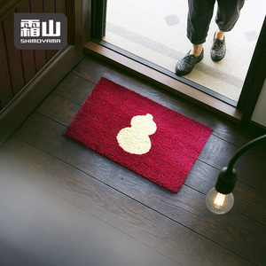 SHIMOYAMA Indoor Soft Striped Floor <strong>Mat</strong> Gourd Pattern Red Chinese Style Machine Washable Living Room <strong>Mat</strong> with Good Wishes - Product Image 3