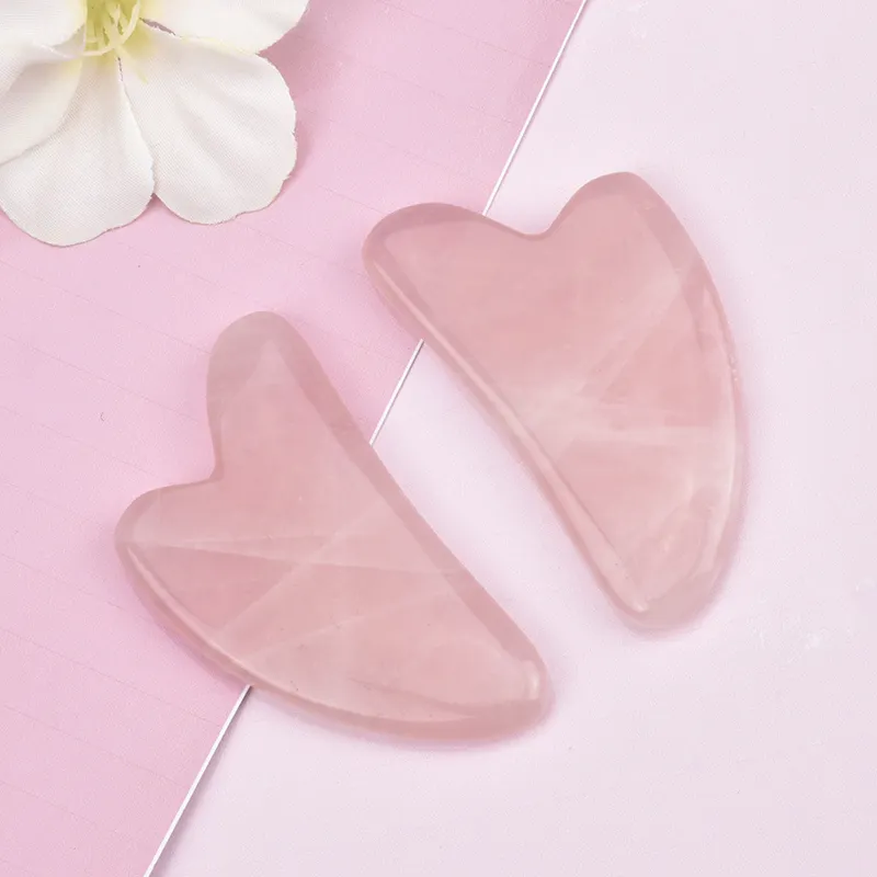 2022 New Design Heart Shaped Mini Rose Quartz Gua Sha Scraping Massage Rose Guasha Board