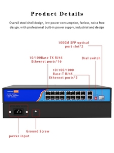 Dalgalanma koruması ve VLAN 2*10/Port PoE anahtarı/1000Base-T RJ45 ağ bağlantı noktası ile çok fonksiyonlu 16-100 - Product Image 5