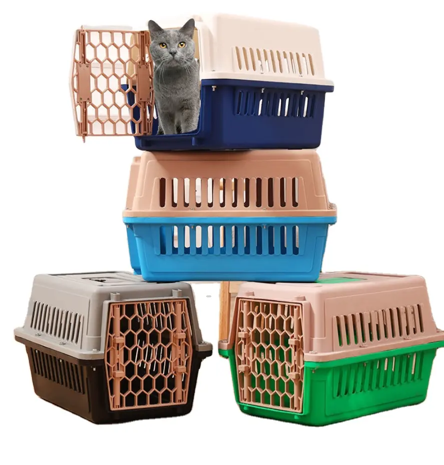 Hersteller Small Pet Cage Lieferant Hunde käfige und Träger House Pets Kennel Cage Tragbare Kunststoff Cat Air Box