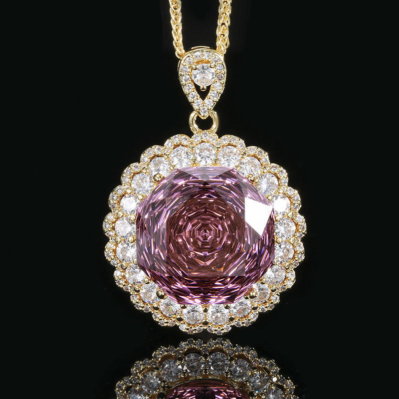 Pendentif rose séchée dorée avec chaîne Chopin