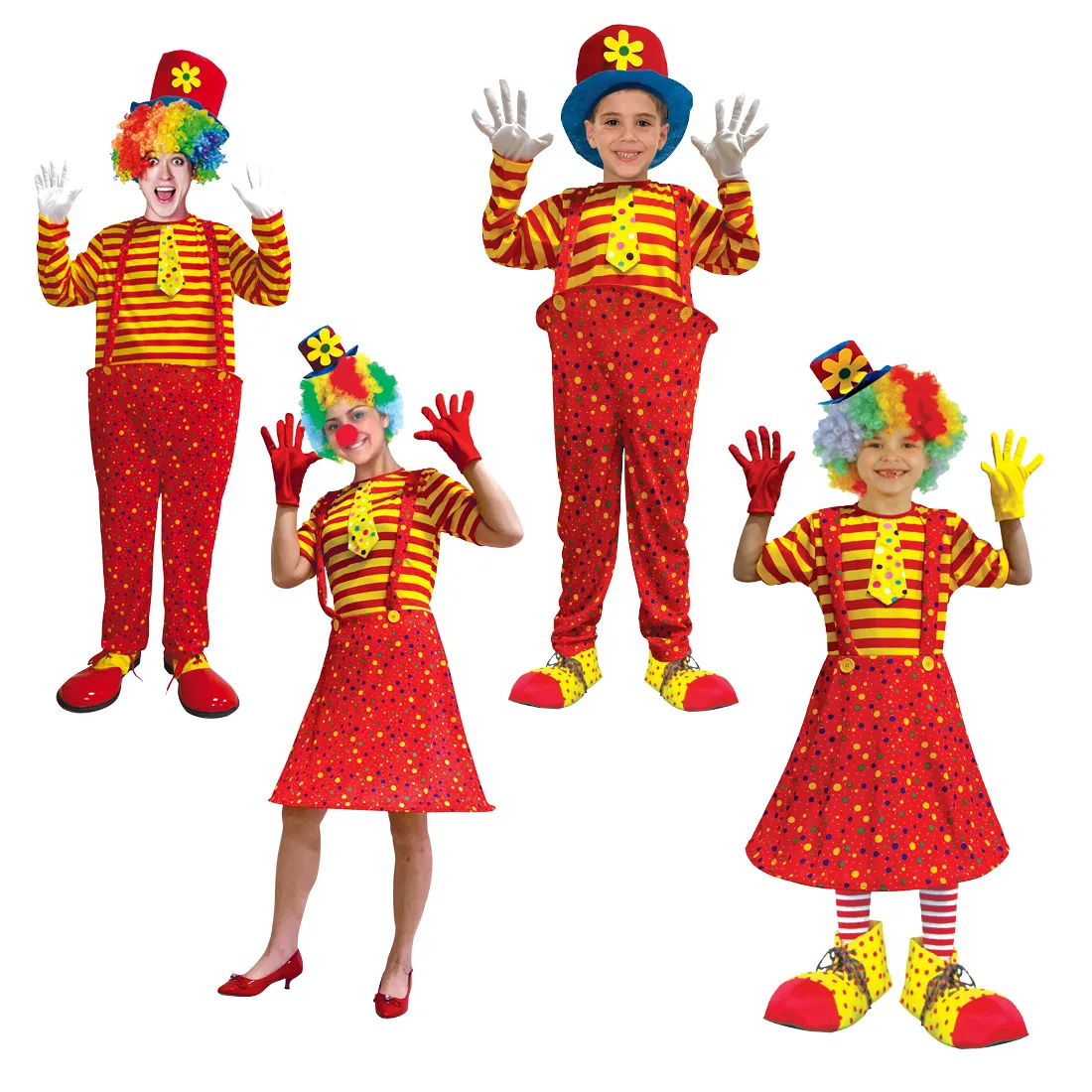 Costume di Carnevale Clown Punto Dell'onda Tuta Cinture Divertente Costume-HSG19025-19028