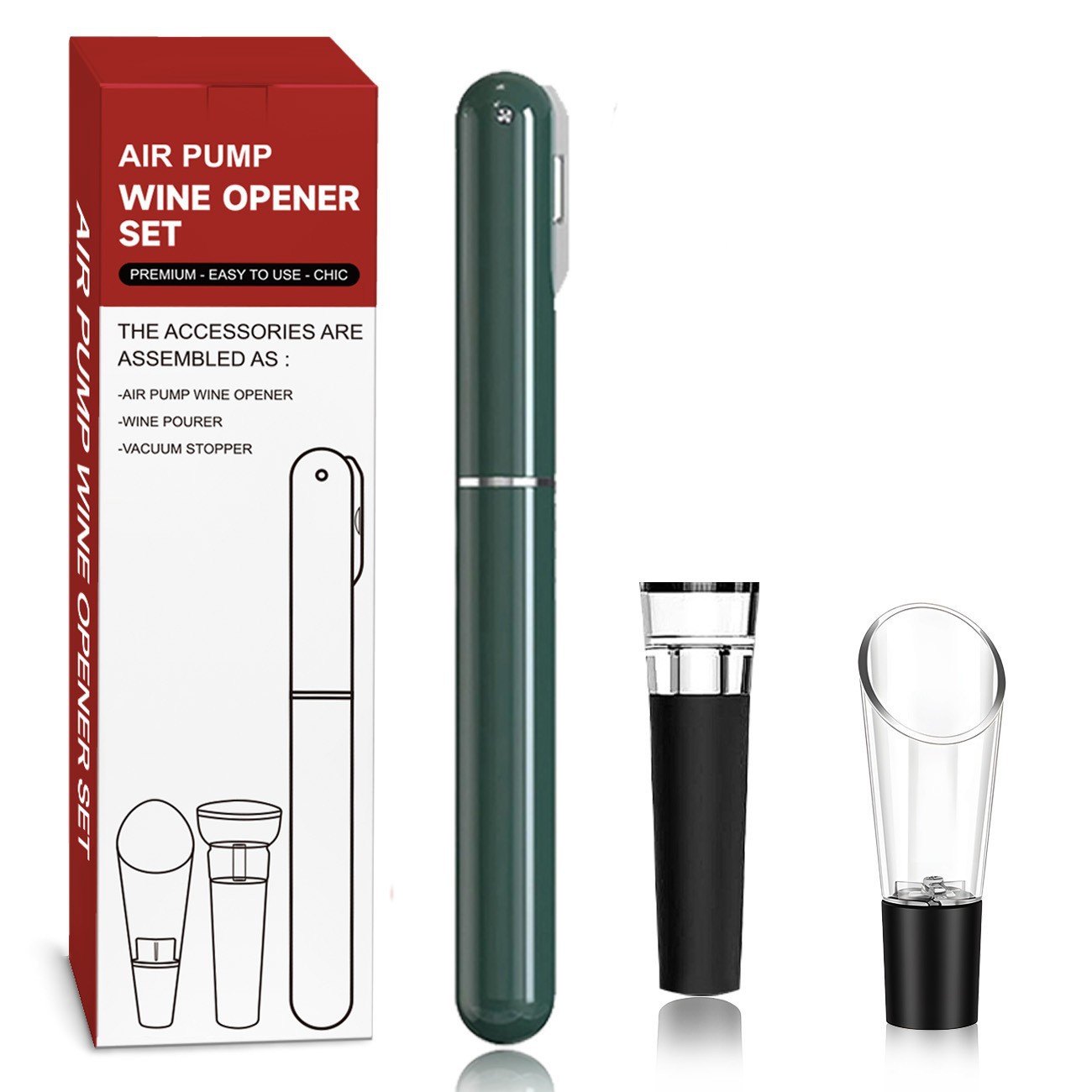 Ensemble de 3 bouteilles en forme de stylo vert