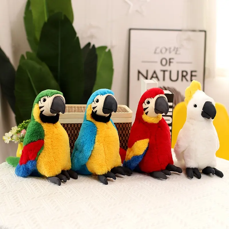 Réaliste peluche perroquet peluche décorations de bureau enfants cadeaux en peluche oiseau jouets en peluche