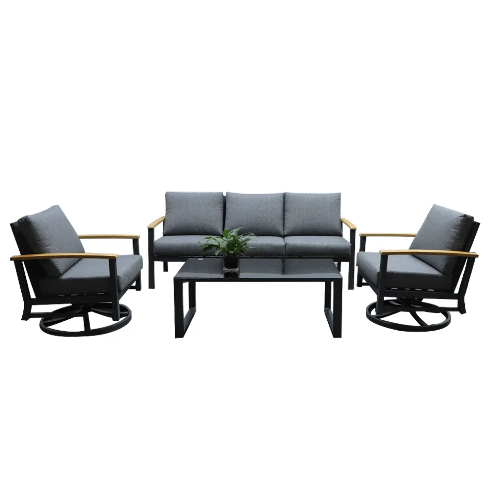 3-zits Waterdichte Sofa Set/4 Stuks Aluminium Alle Seizoenen Eettuin Patio Funiture Sofa Sets