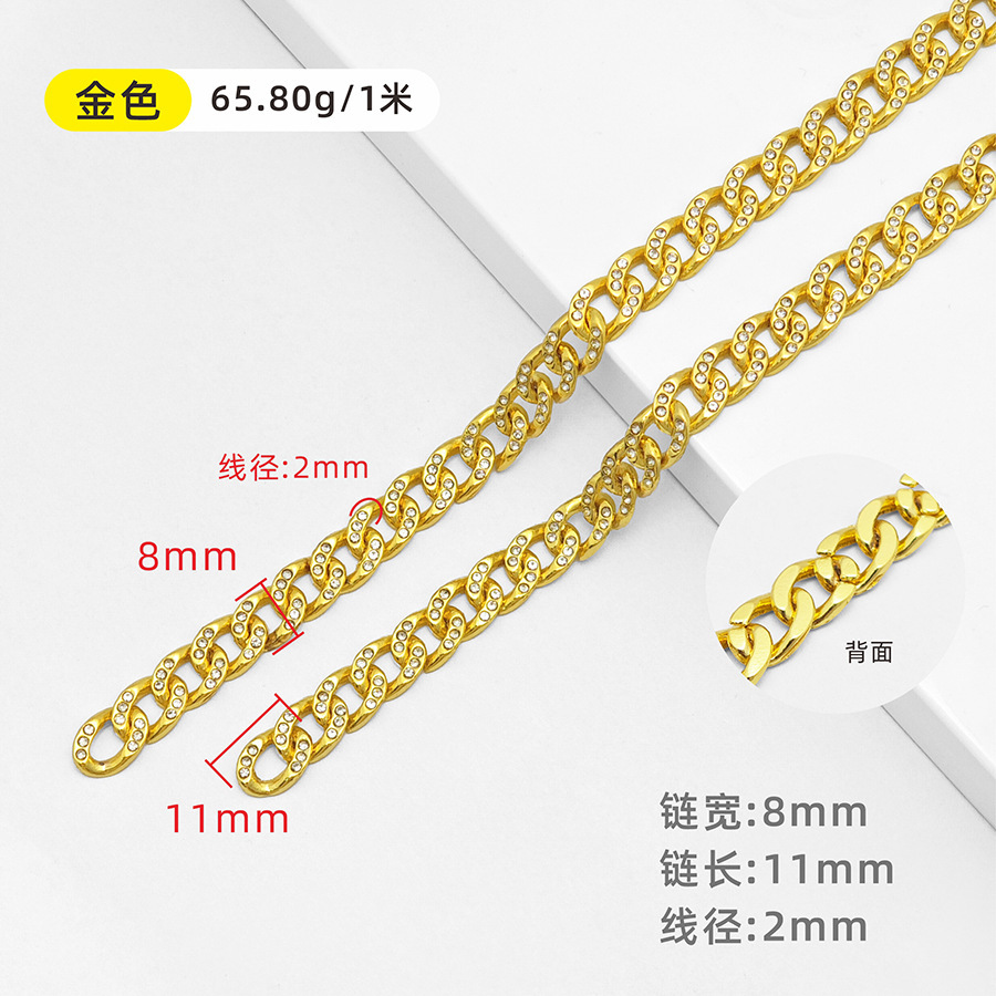Cadena de diamantes de oro de 2x8x11 mm.