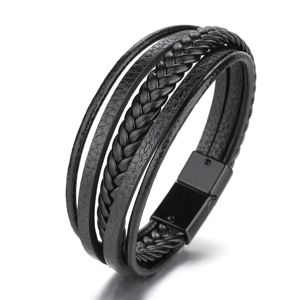 Pulseira étnica simples, pulseira de couro masculina