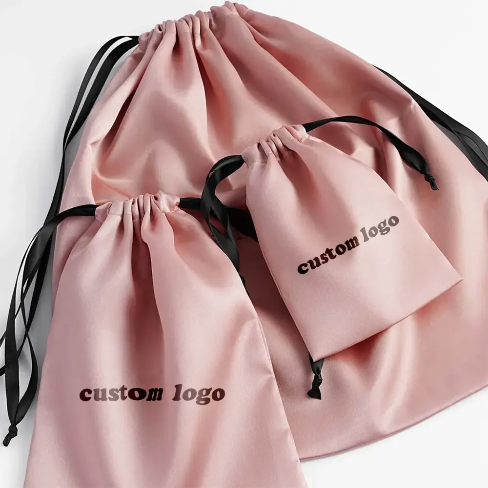 Design Alta Qualidade Rosa Silk Jóias Presente Poeira Bolsa Embalagem Cordão Qualquer Tamanho Satin Bag