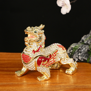 SHINNYGIFTS geleneksel Feng Shui Pi Yao Metal emaye heykeli ev dekorasyon için servet ve refah çekiyor iyi şanslar - Product Image 6