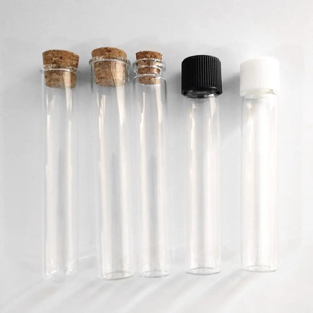 90mm 120mm 116mm 125mm Transparent Straight Side Test Tube Flat Bottom /Round Bottom Glass Tube With Cork