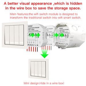 Tuya-interruptor inteligente de pared, interruptor de luz LED, automatización de bombillas, 4 entradas, 4 botones, 2 vías, 3 vías, Control remoto inalámbrico - Product Image 4