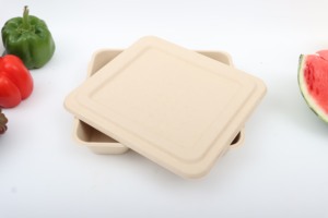 Pulp Trays Lunch Trays Take <strong>Away</strong> Biodegradable Packaging Bamboo Packaging <strong>4</strong> Compartment Snack Box <strong>Boxes</strong> for Cake Brown Rectangle - Product Image 4