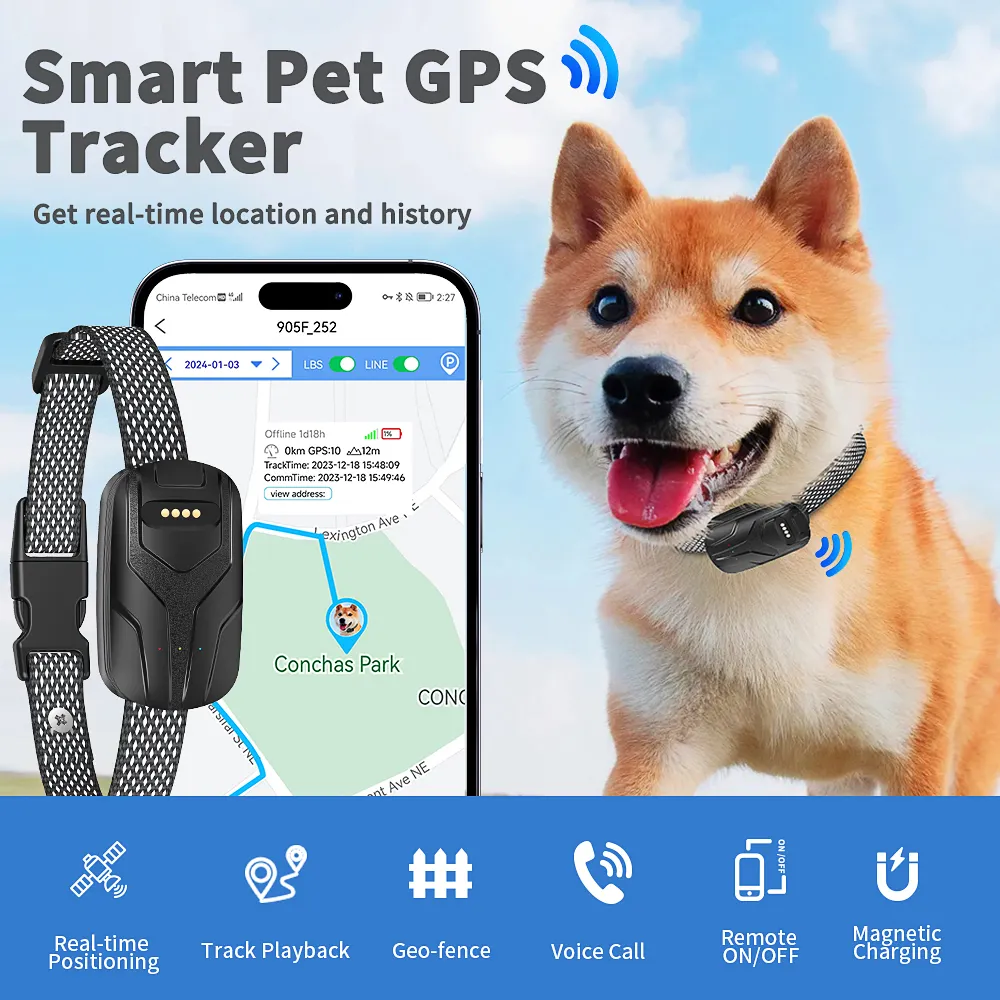 ที่มีความแม่นยําสูงสมาร์ทเครือข่าย 4G GPS WIFI APP และเว็บตําแหน่งแบบเรียลไทม์กลางแจ้งสุนัขล่าสัตว์สัตว์เลี้ยง Tracker ปลอกคอติดตามสําหรับสัตว์เลี้ยง