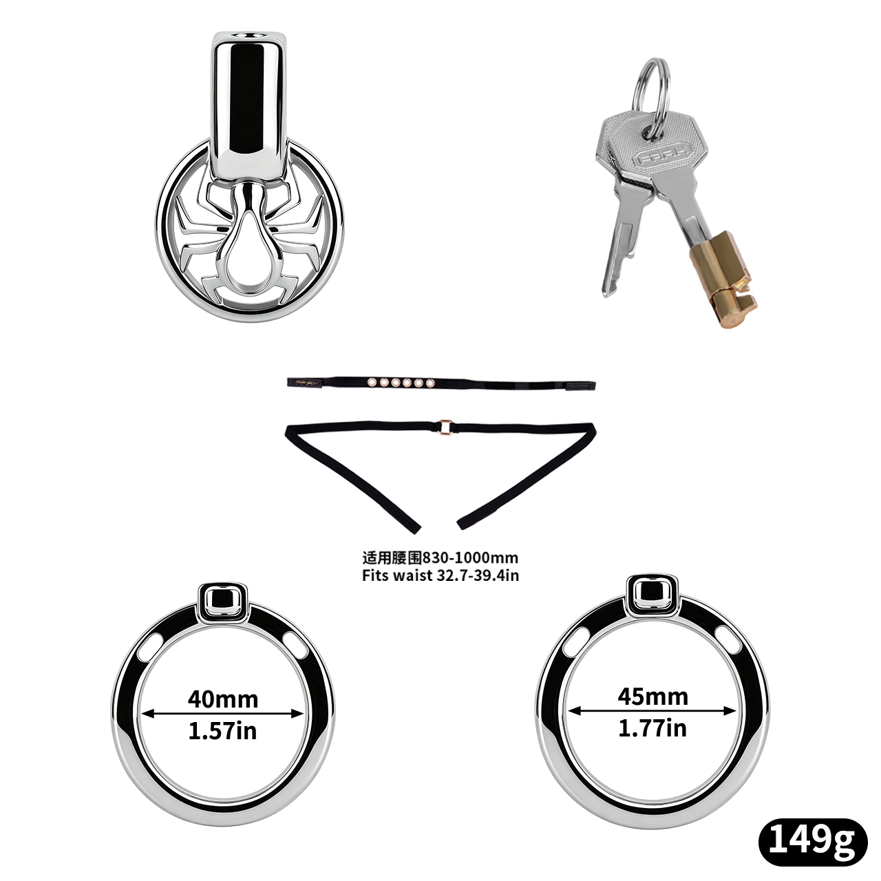 40mm-45mm+ceinture-argent